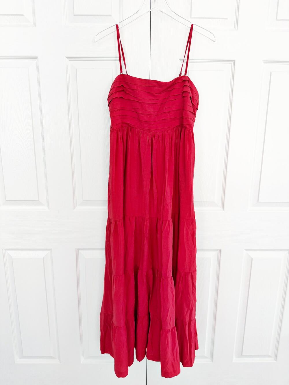 Abercrombie & Fitch Emerson Red Tiered Maxi Dress Strapless Convertible Resort